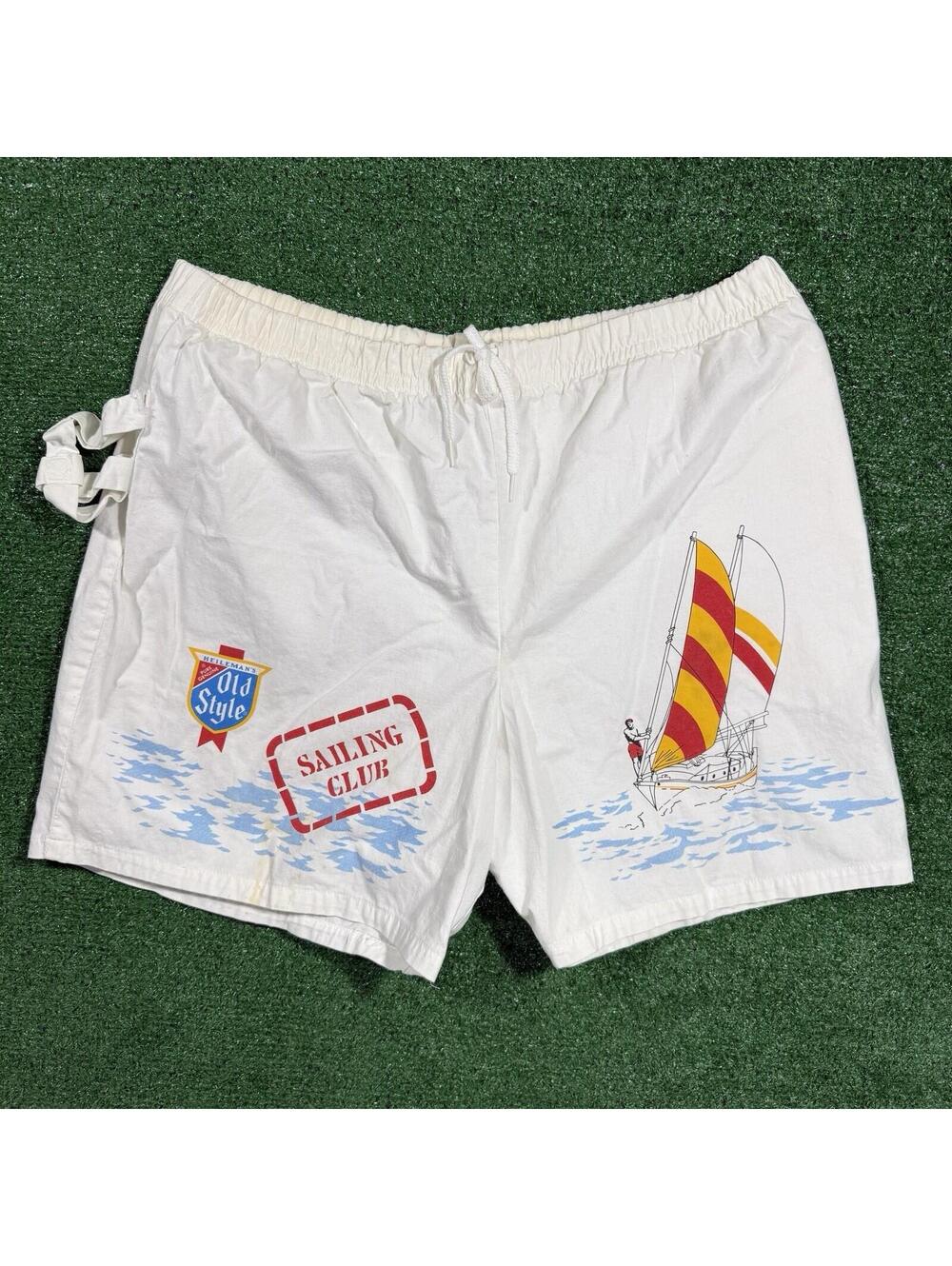 Vintage Old Style Brewing Sailing Club Shorts Zoodas USA White XL